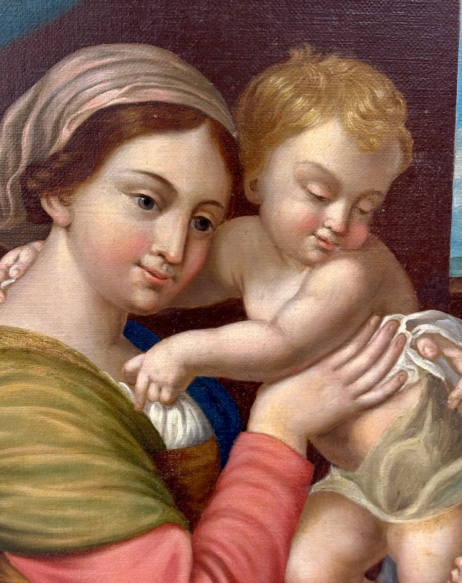 Vierge à l'Enfant d'après Giovanni Battista Salvi, Ecole Italienne, milieu du XIXe siècle-photo-3