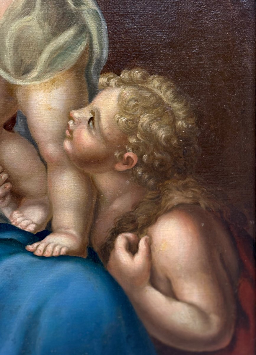 Vierge à l'Enfant d'après Giovanni Battista Salvi, Ecole Italienne, milieu du XIXe siècle-photo-3