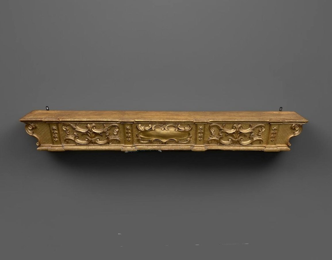 Baroque Altar Predella, Gilded Wood, Early 18th Century-photo-3