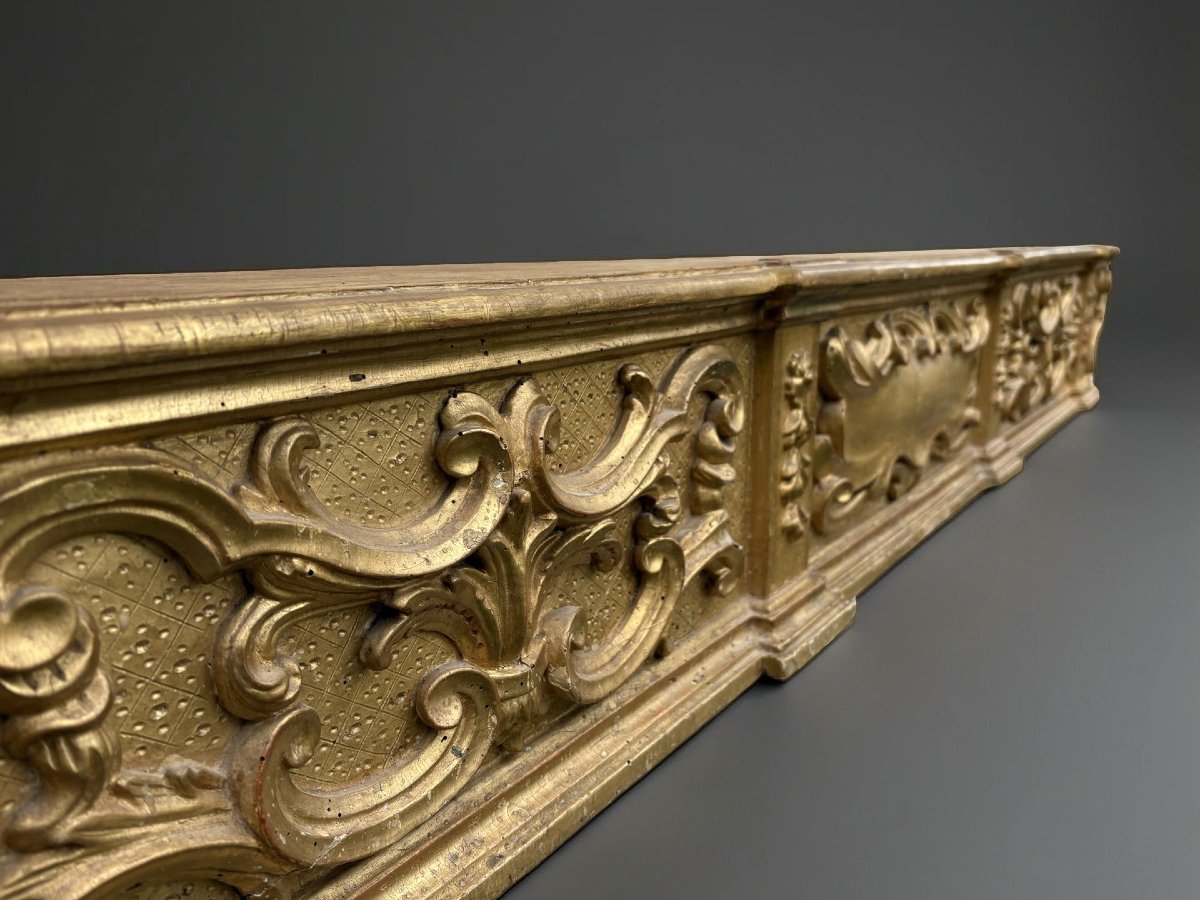 Baroque Altar Predella, Gilded Wood, Early 18th Century-photo-3