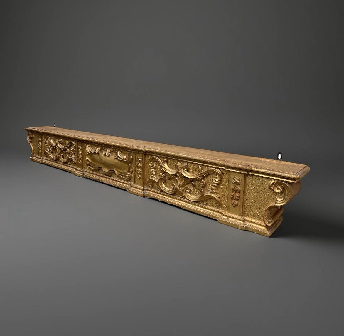 Baroque Altar Predella, Gilded Wood, Early 18th Century-photo-5