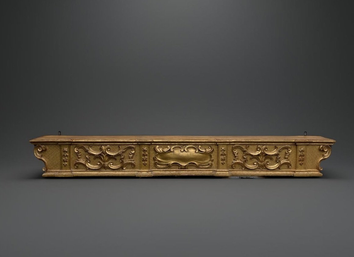 Baroque Altar Predella, Gilded Wood, Early 18th Century