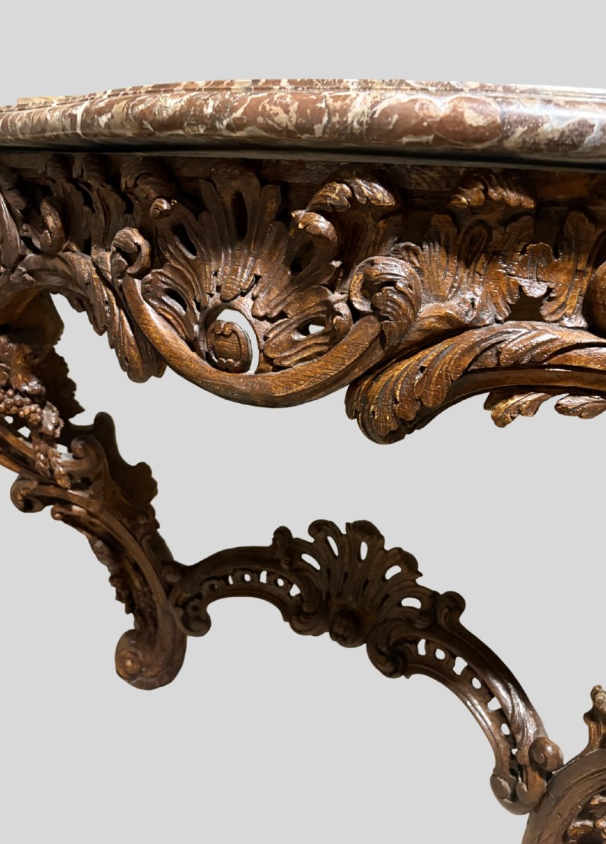 Mid-18th Large French Louis XV Console Table In Natural Wood-photo-1
