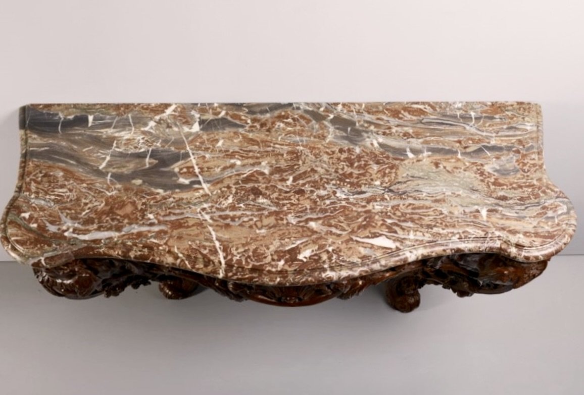 Mid-18th Large French Louis XV Console Table In Natural Wood-photo-2