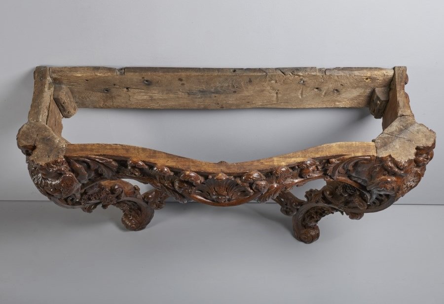 Mid-18th Large French Louis XV Console Table In Natural Wood-photo-3