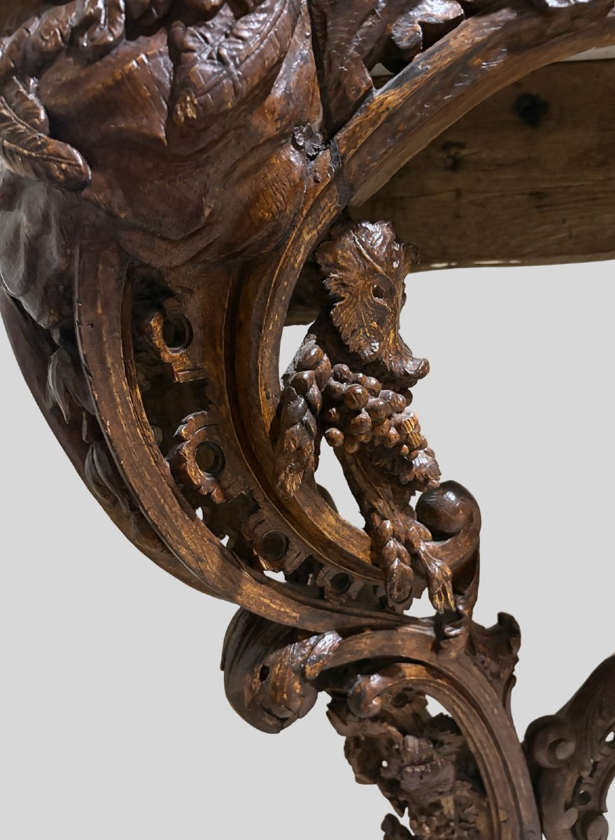 Mid-18th Large French Louis XV Console Table In Natural Wood-photo-6