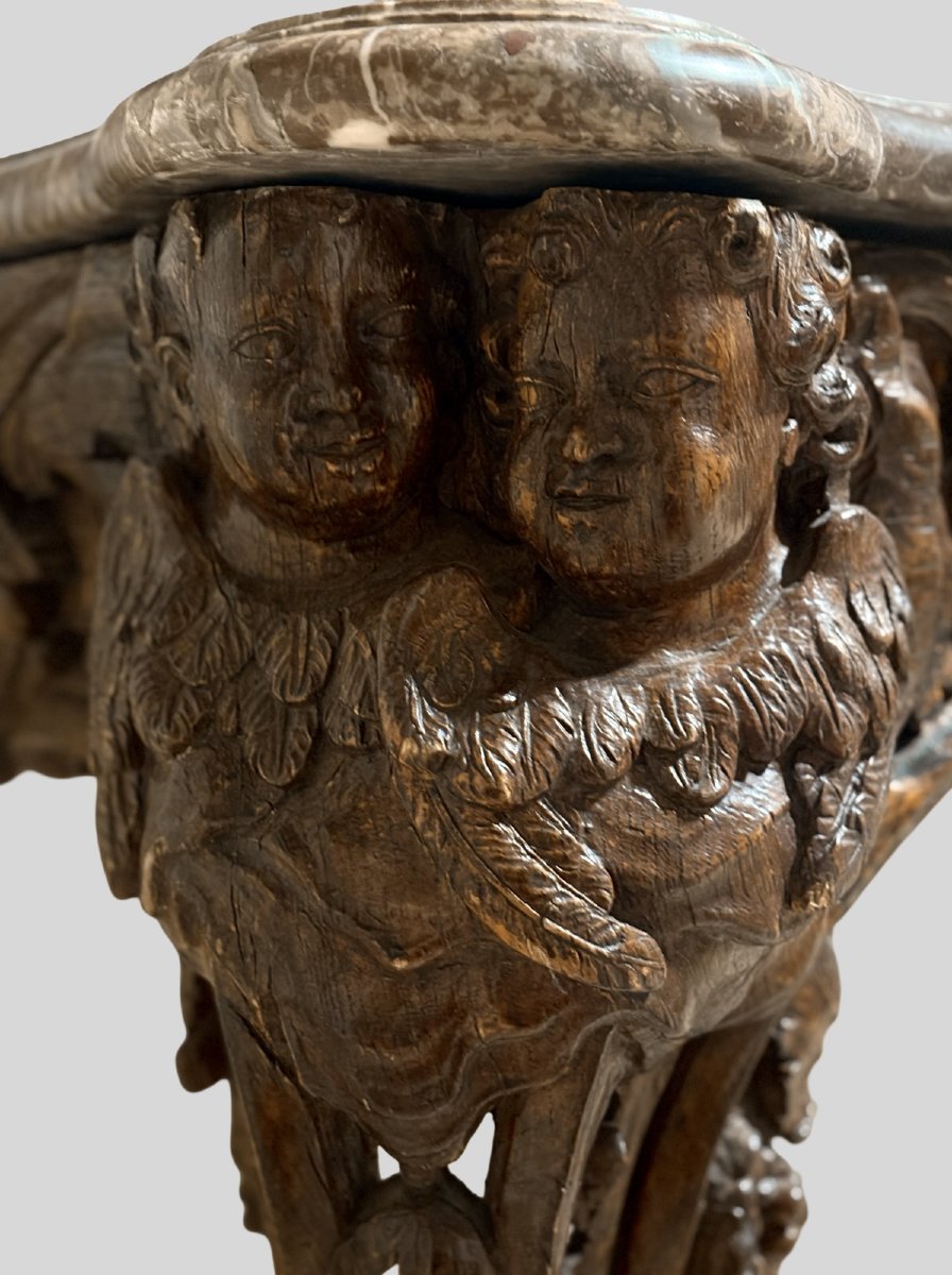 Mid-18th Large French Louis XV Console Table In Natural Wood-photo-7