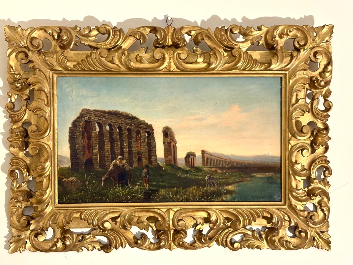 Ecole Romaine L'Aqueduc Claudio Grande Veduta Grand Tour  vers le 1840-photo-3