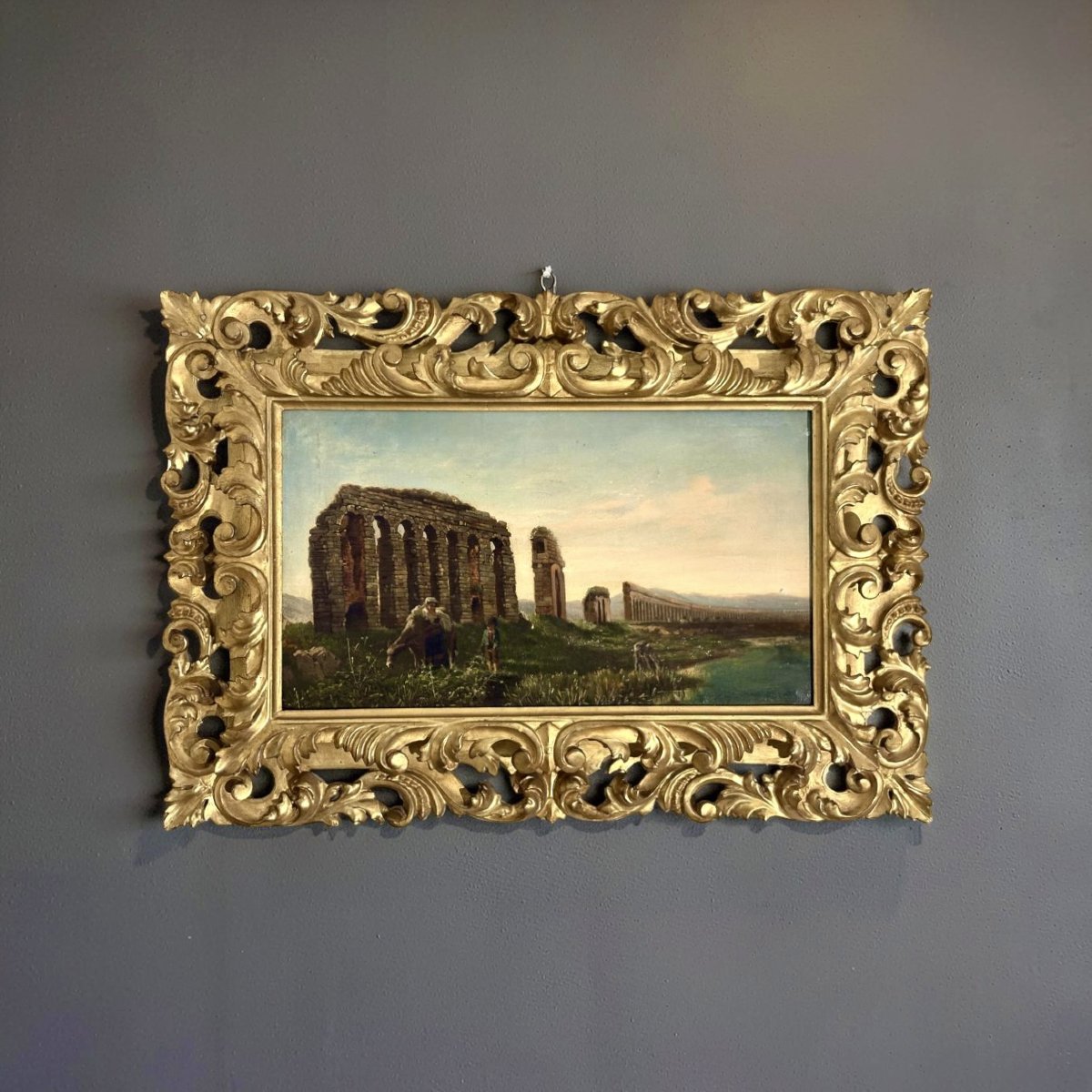 Ecole Romaine L'Aqueduc Claudio Grande Veduta Grand Tour  vers le 1840