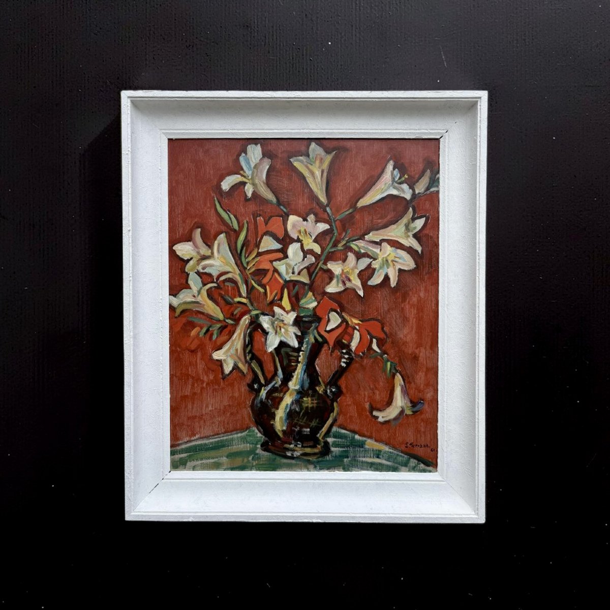 Louis Ferrand (1905-1992) Nature Morte Vase de fleurs daté 1961-photo-2