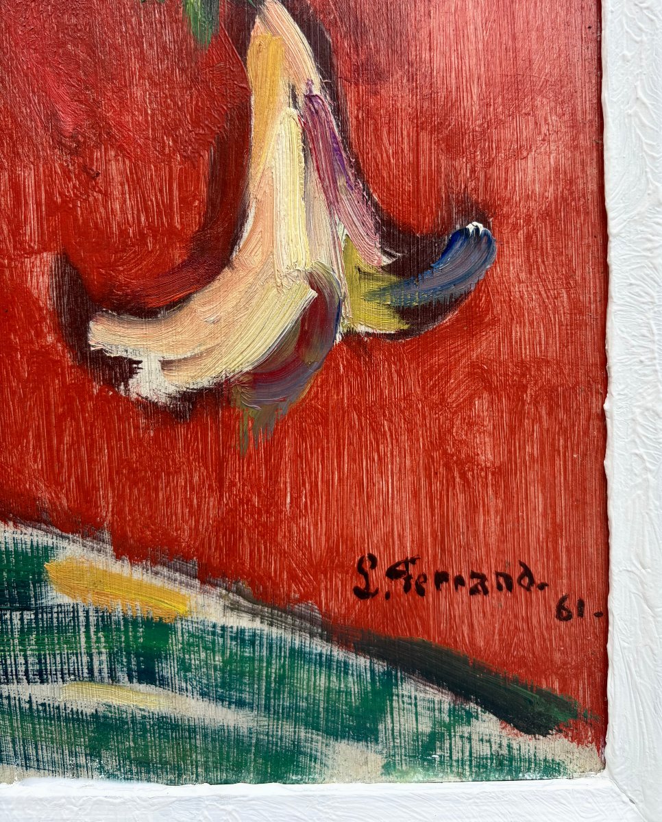 Louis Ferrand (1905-1992) Nature Morte Vase de fleurs daté 1961-photo-4