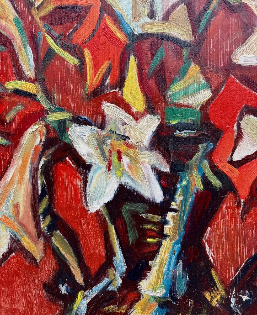 Louis Ferrand (1905-1992) Nature Morte Vase de fleurs daté 1961-photo-1