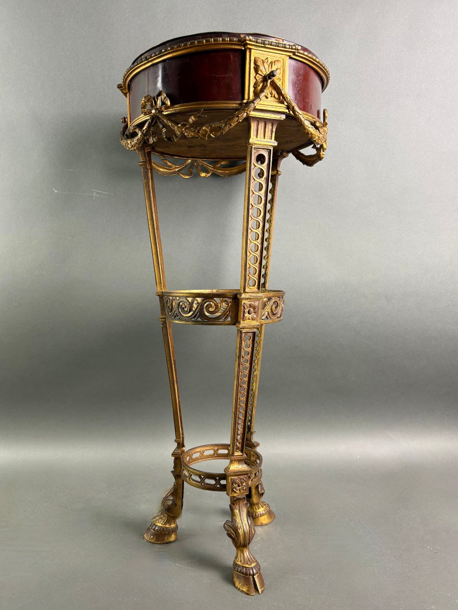Jardinier Athénienne Napoléon III Bronze Doré et Acajou 19éme-photo-1