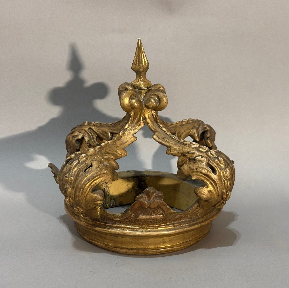 Couronne de Baldaquin en Bois Doré Italie 18éme-photo-4
