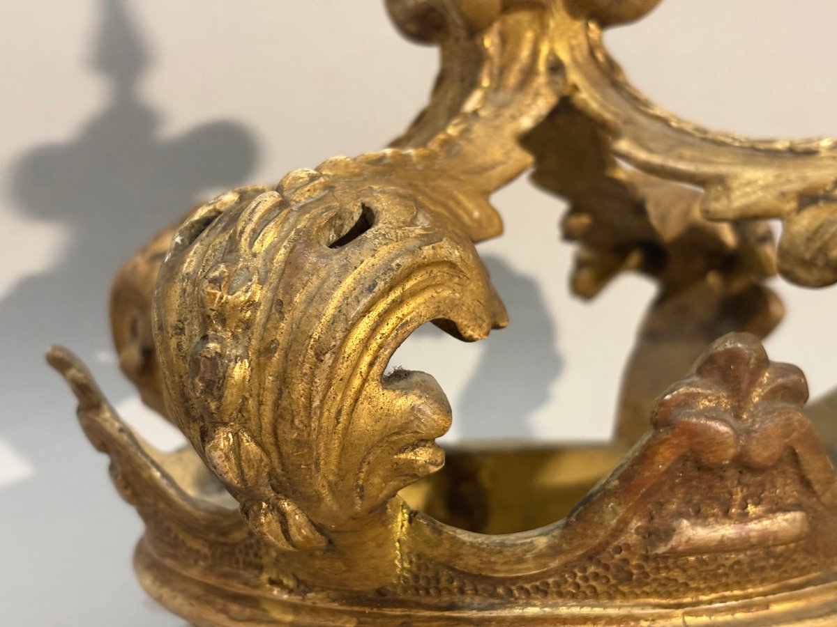 Couronne de Baldaquin en Bois Doré Italie 18éme-photo-1