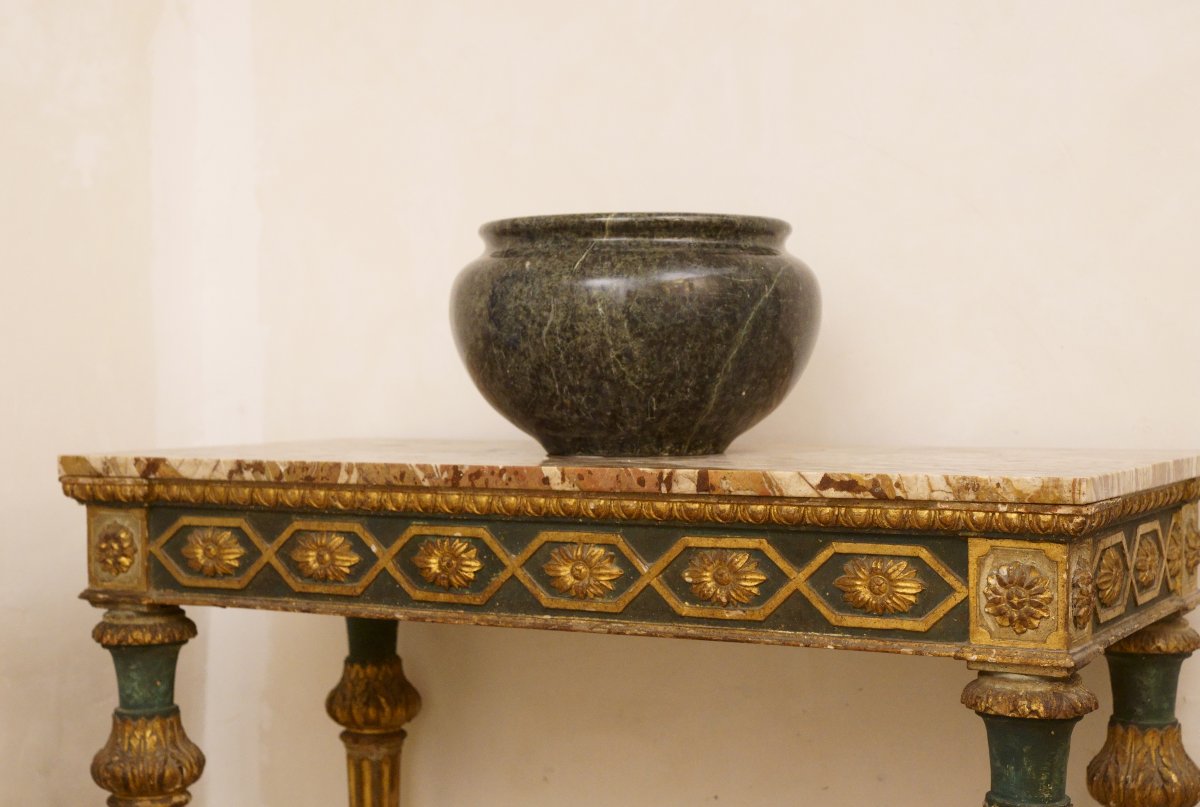 Impressive Roman Vase In Serpentine Marble From The Grand Tour Period-photo-3
