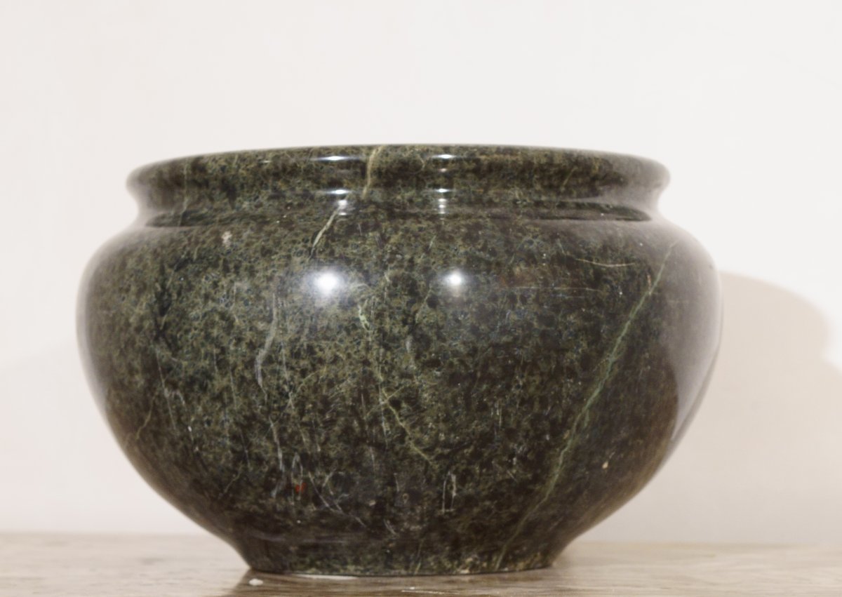 Impressive Roman Vase In Serpentine Marble From The Grand Tour Period-photo-4
