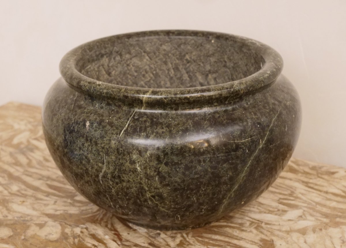 Impressive Roman Vase In Serpentine Marble From The Grand Tour Period-photo-1