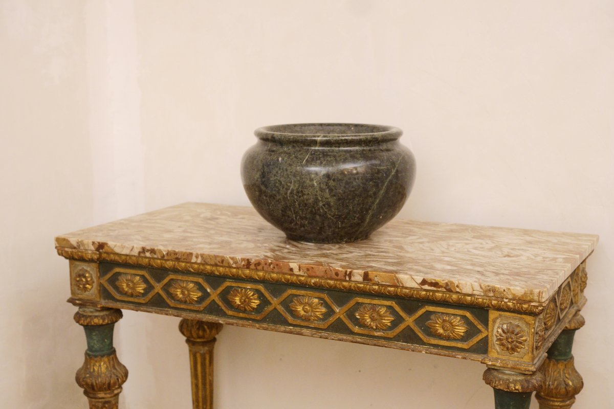 Impressive Roman Vase In Serpentine Marble From The Grand Tour Period-photo-3