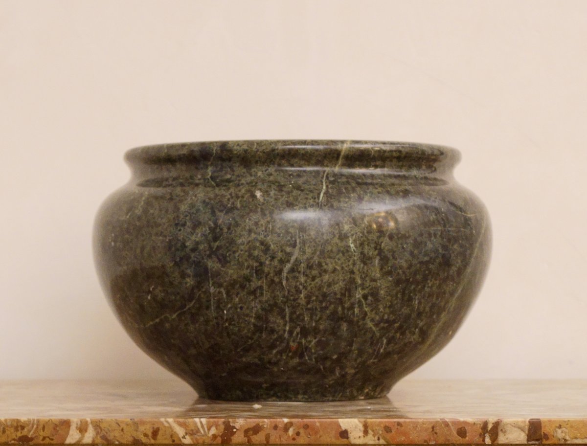 Impressive Roman Vase In Serpentine Marble From The Grand Tour Period