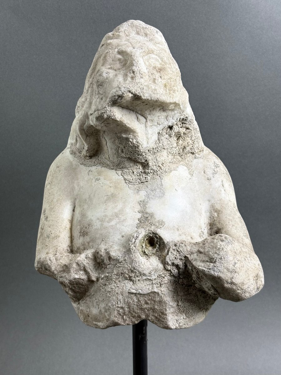 Marble Triton: Fragment Of An Italian Baroque Sculpture, Mid-17th Century-photo-3