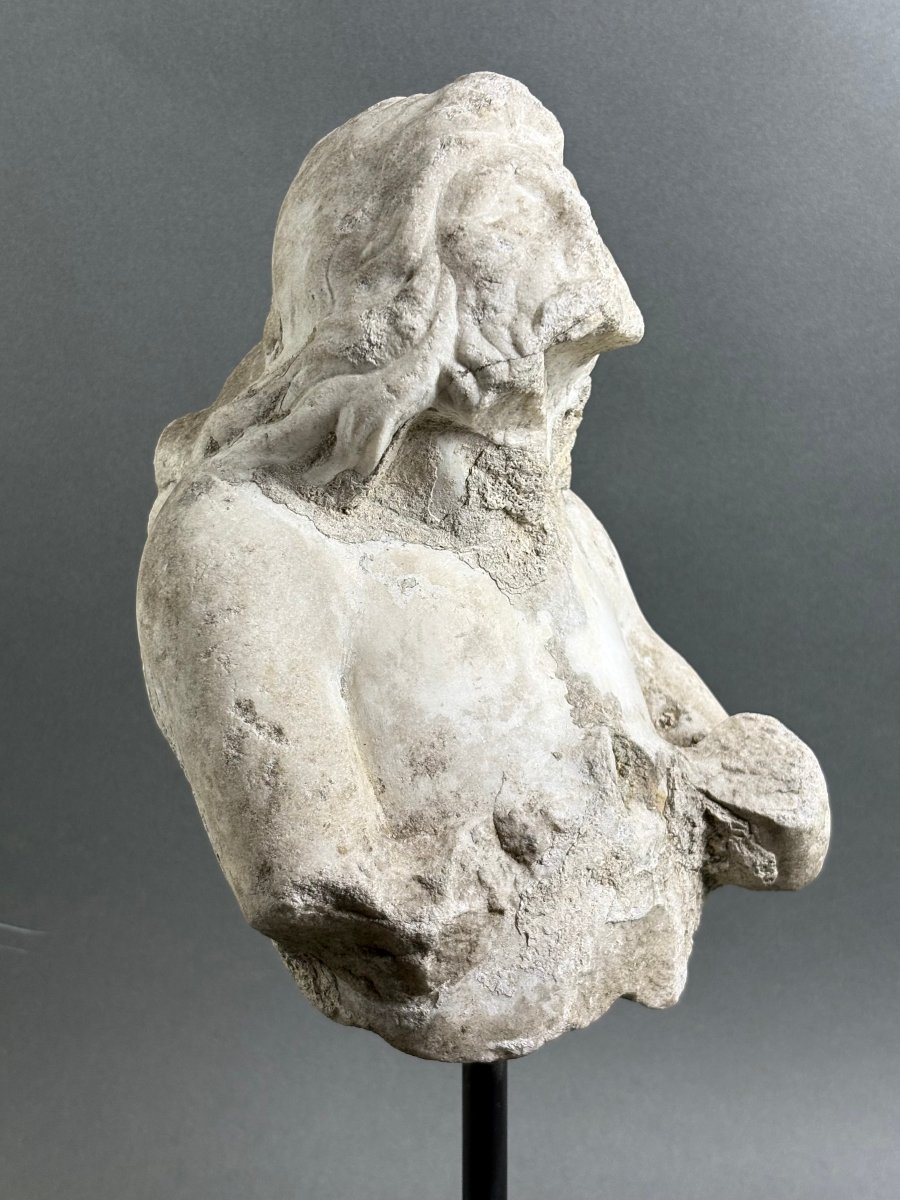 Marble Triton: Fragment Of An Italian Baroque Sculpture, Mid-17th Century-photo-1