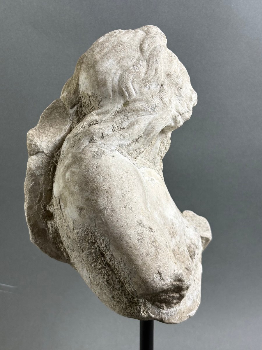 Marble Triton: Fragment Of An Italian Baroque Sculpture, Mid-17th Century-photo-3