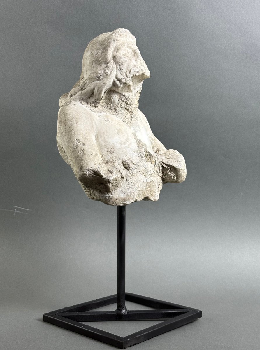 Marble Triton: Fragment Of An Italian Baroque Sculpture, Mid-17th Century
