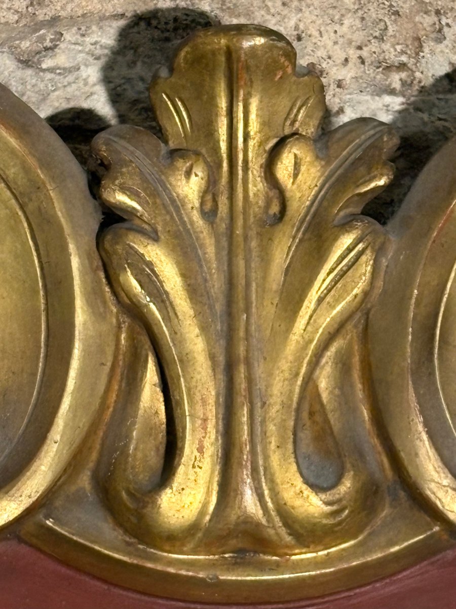 18th Large Baroque Gilded Wooden Door-sill Cartouche-photo-2