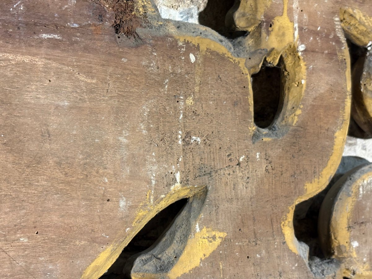 18th Large Baroque Gilded Wooden Door-sill Cartouche-photo-5