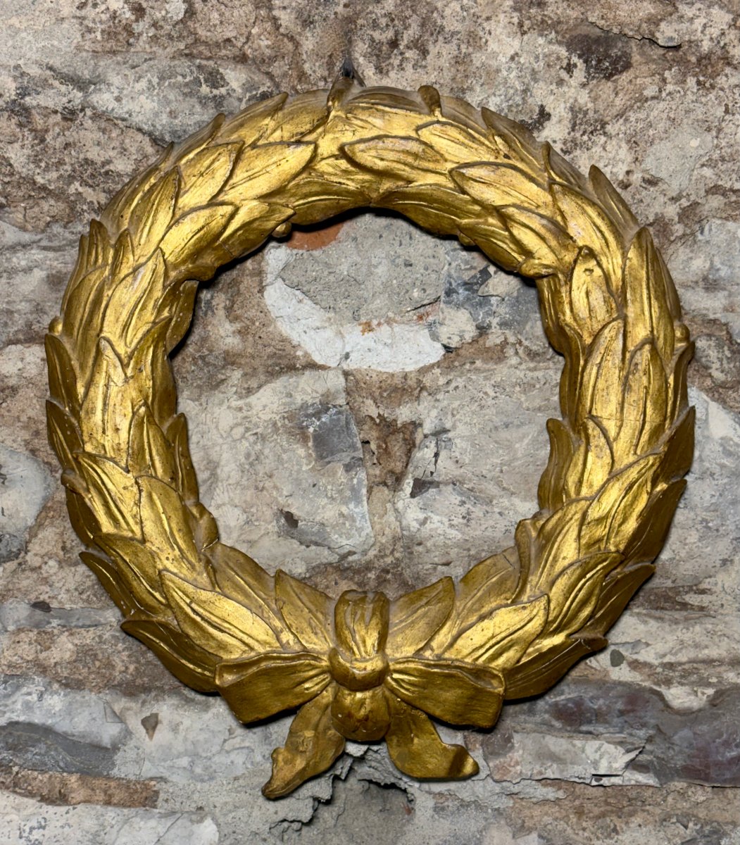18th Louis XVI Gilded Wood Frame With Laurel Wreath Frieze
