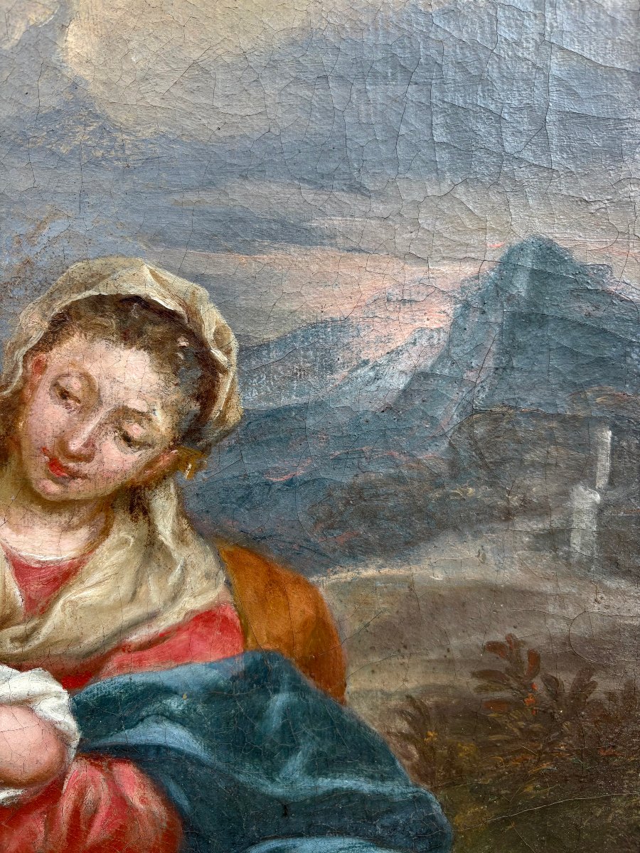 17th Italian Baroque School "rest On The Flight Into Egypt" -photo-5