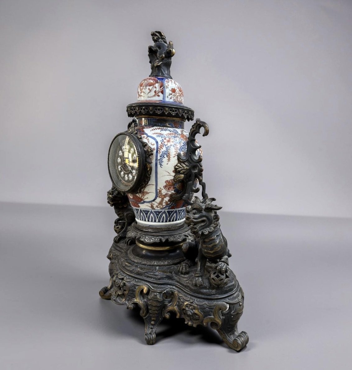 Imposante Pendule Napoléon III Bronze Porcelaine Imari Japonisme 19éme-photo-4
