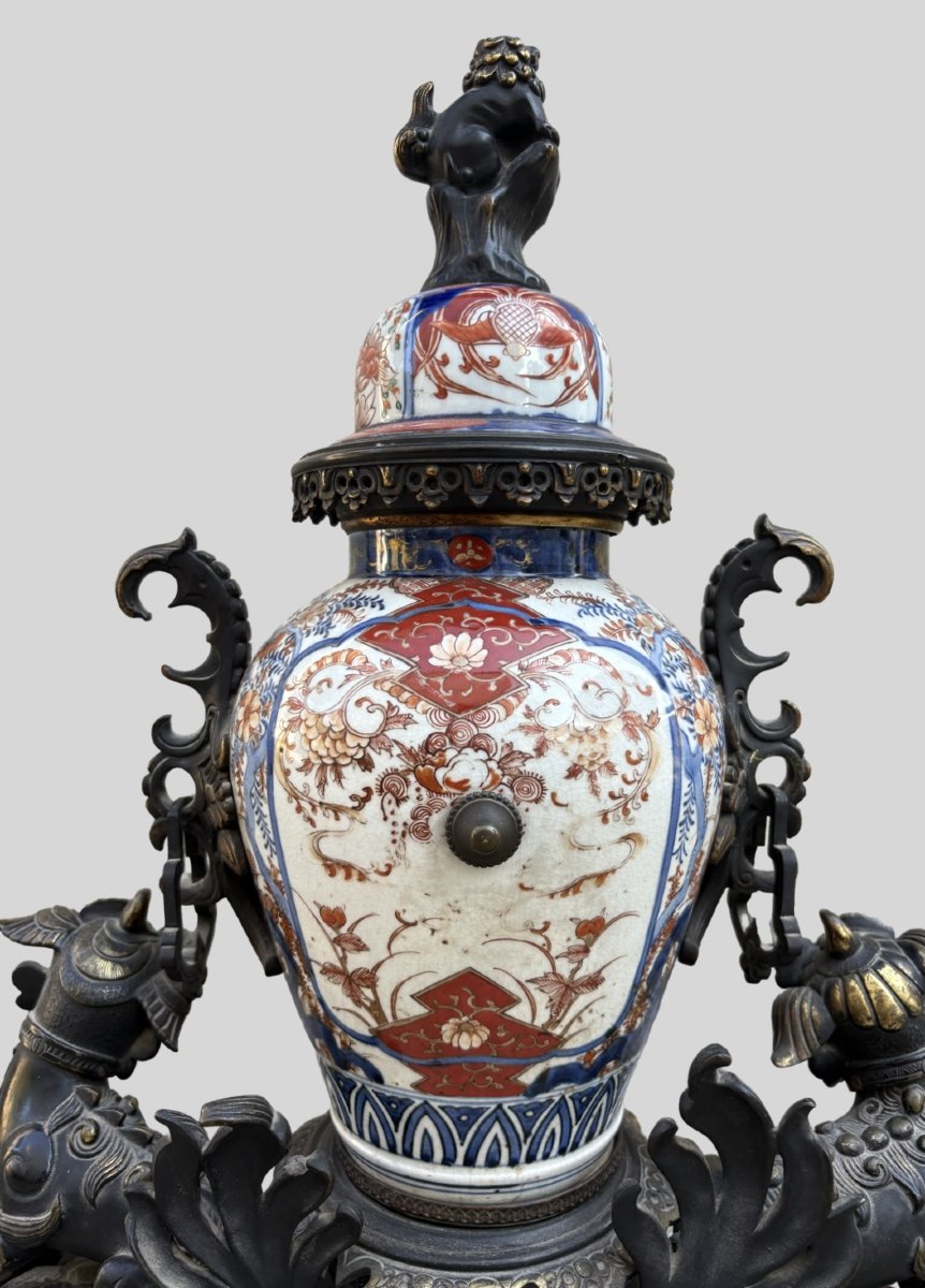 Imposante Pendule Napoléon III Bronze Porcelaine Imari Japonisme 19éme-photo-1