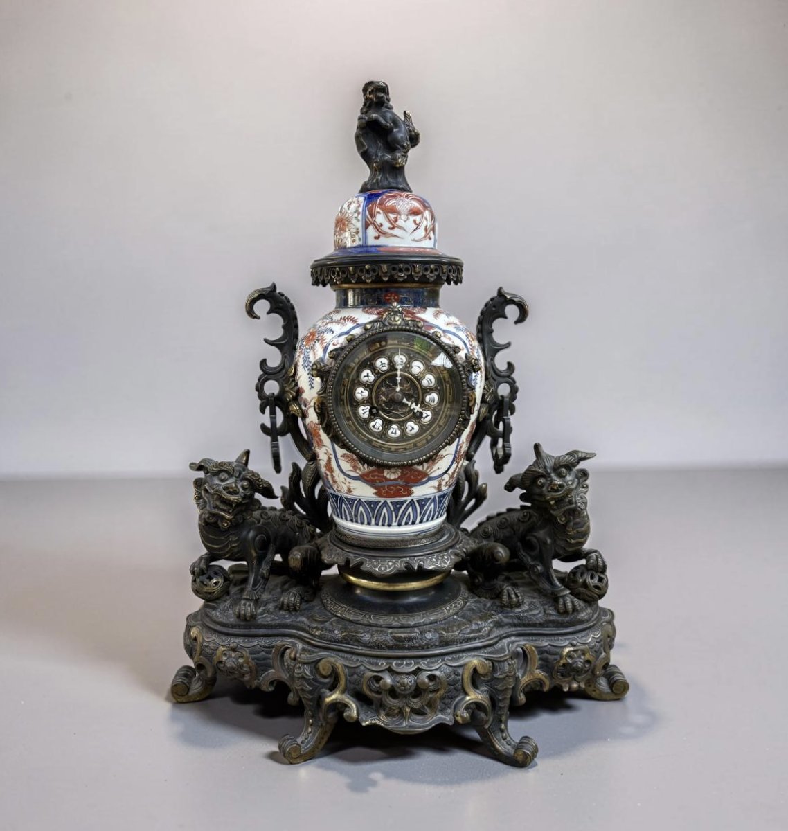 Imposante Pendule Napoléon III Bronze Porcelaine Imari Japonisme 19éme