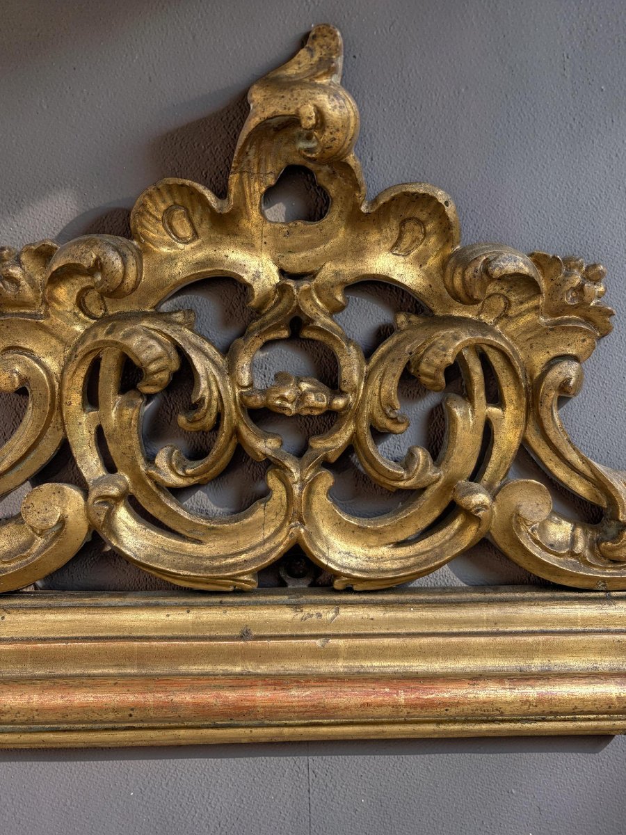 18th Large Italian Baroque Gilded Wooden Mirror-photo-1