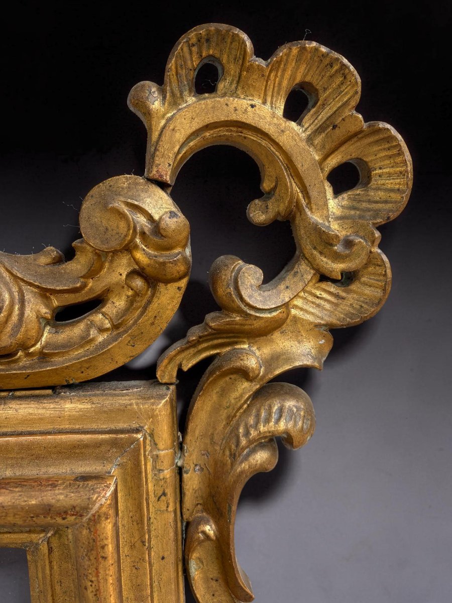 18th Large Italian Baroque Gilded Wooden Mirror-photo-2