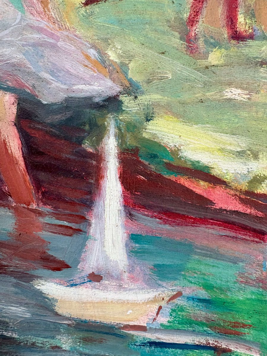 French Post-impressionist School, "figures On The River," Early 20th Century-photo-4