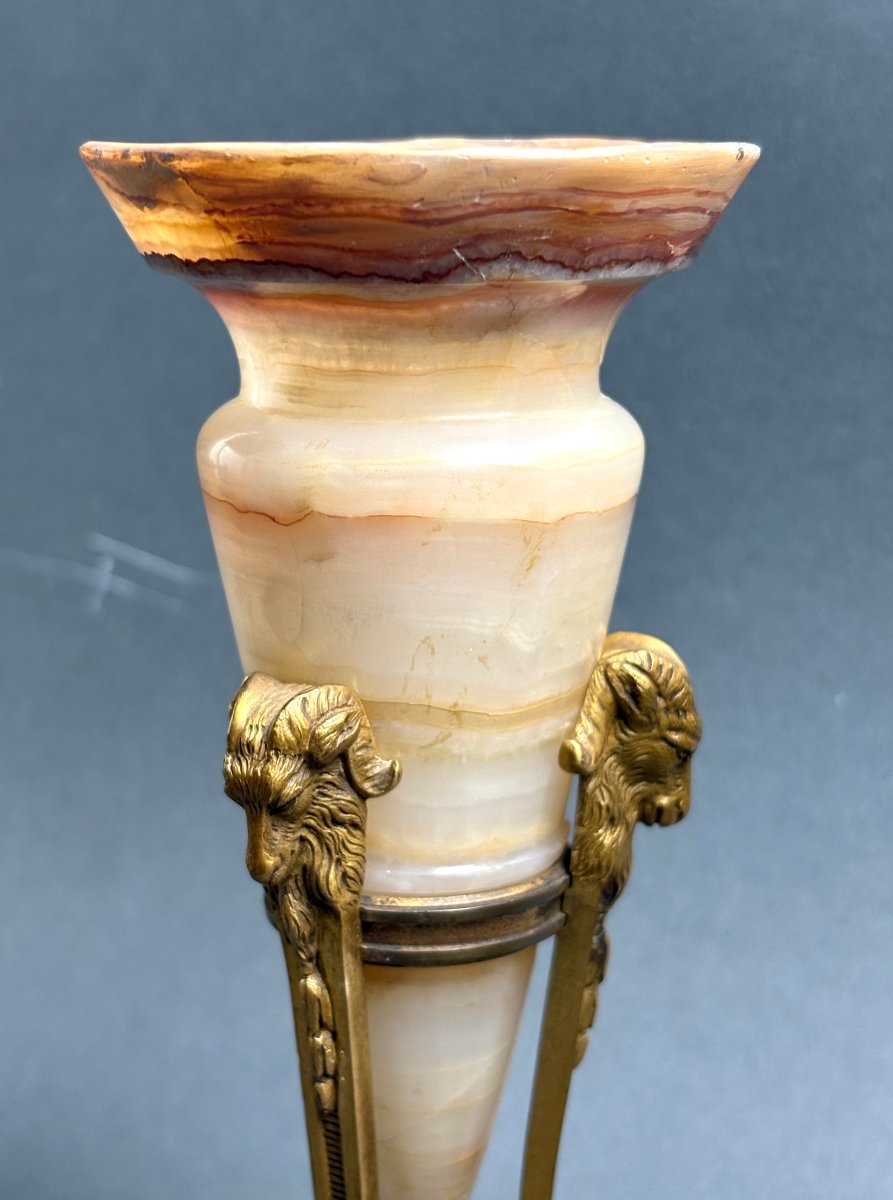 Journet et Cie Paire de Vases Athénienne en Onyx Algérien et Bronze Doré-photo-3