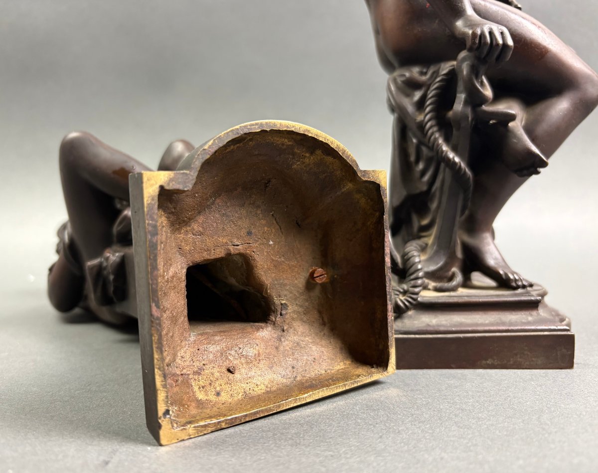 19th Pair Of Neoclassical Sculptures In Patinated Bronze From The Late Grand Tour -photo-5