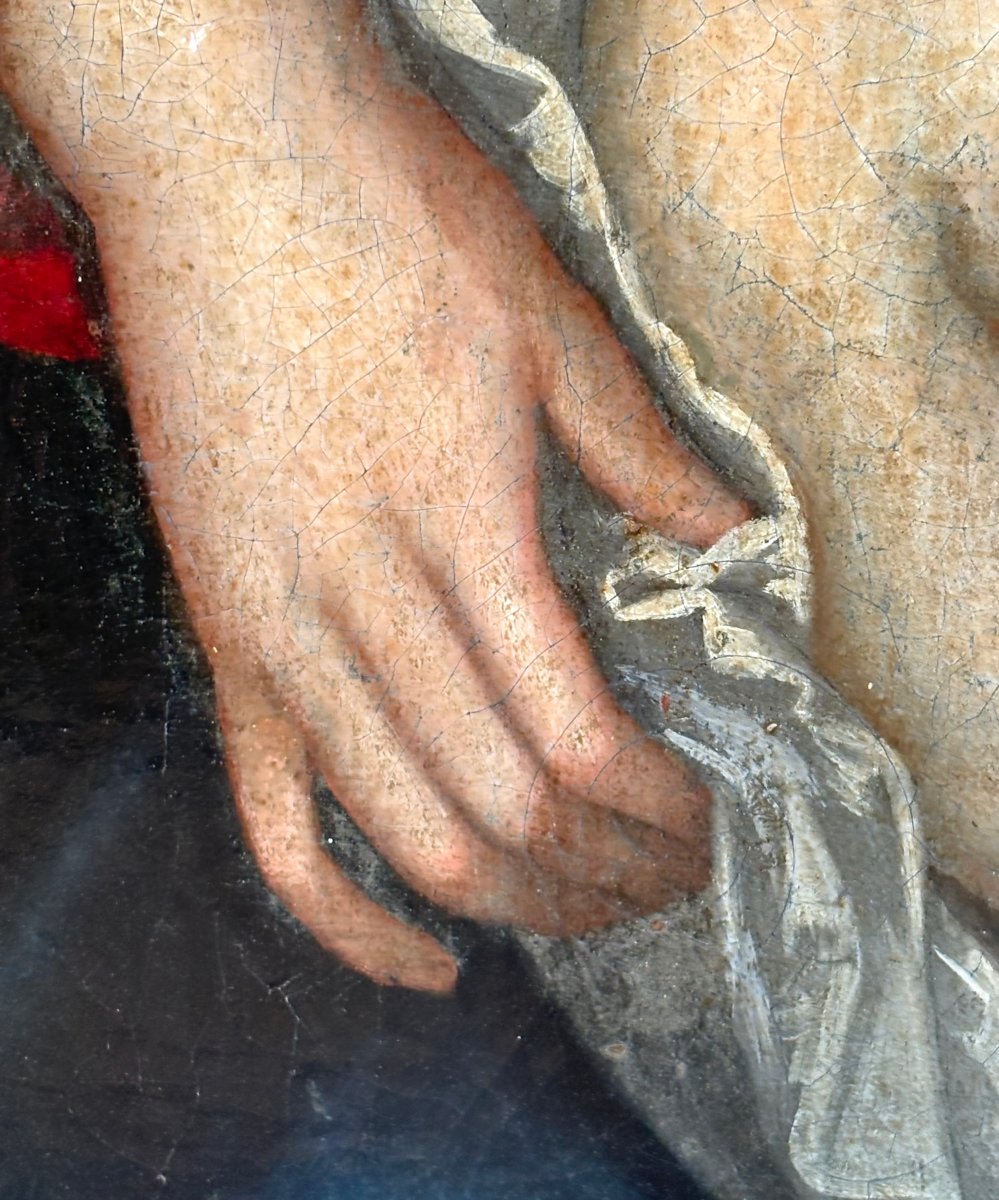 « Vierge à l'Enfant », École italienne, Huile sur Toile XVIIIe siècle  -photo-4