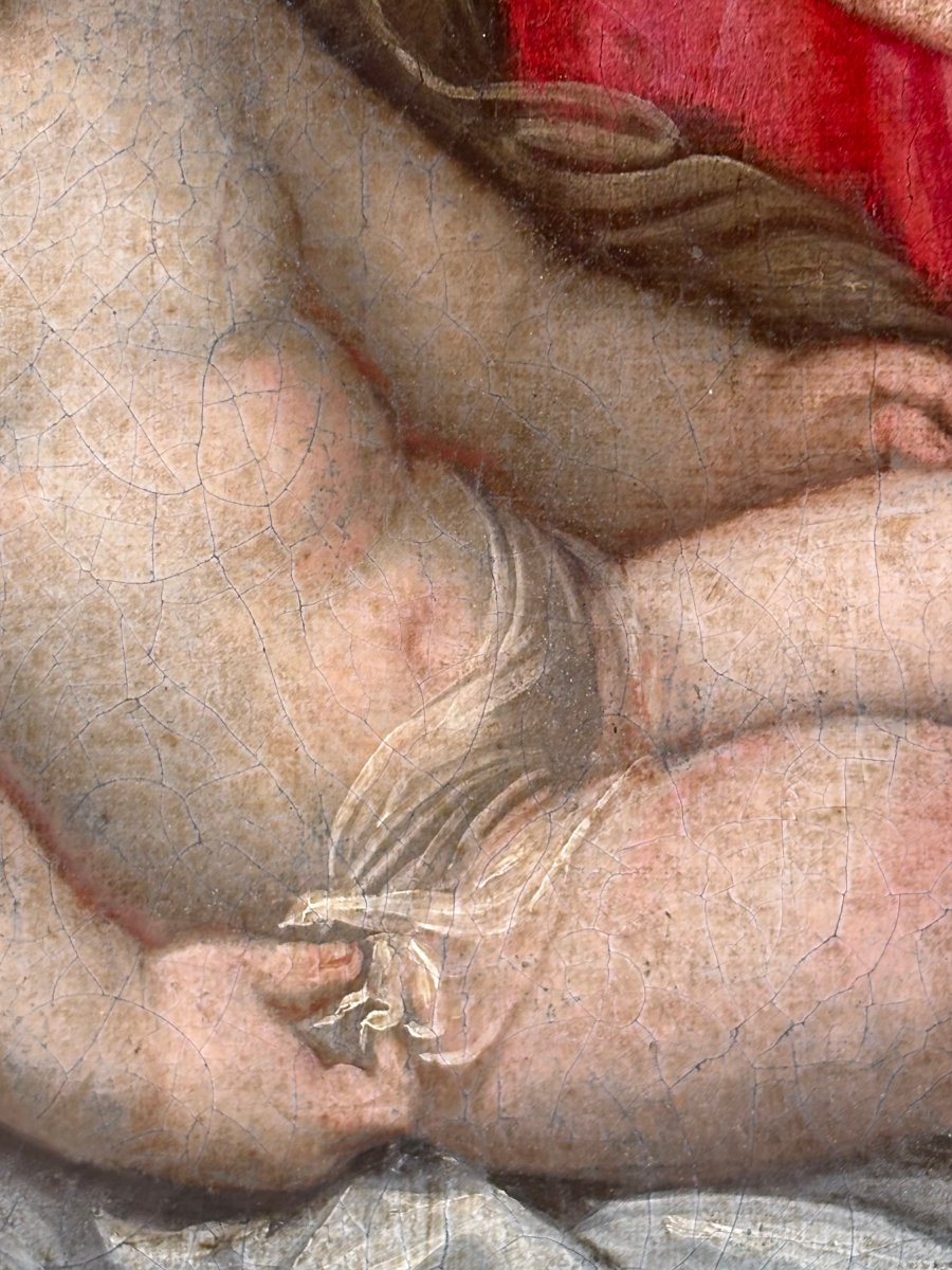 « Vierge à l'Enfant », École italienne, Huile sur Toile XVIIIe siècle  -photo-6
