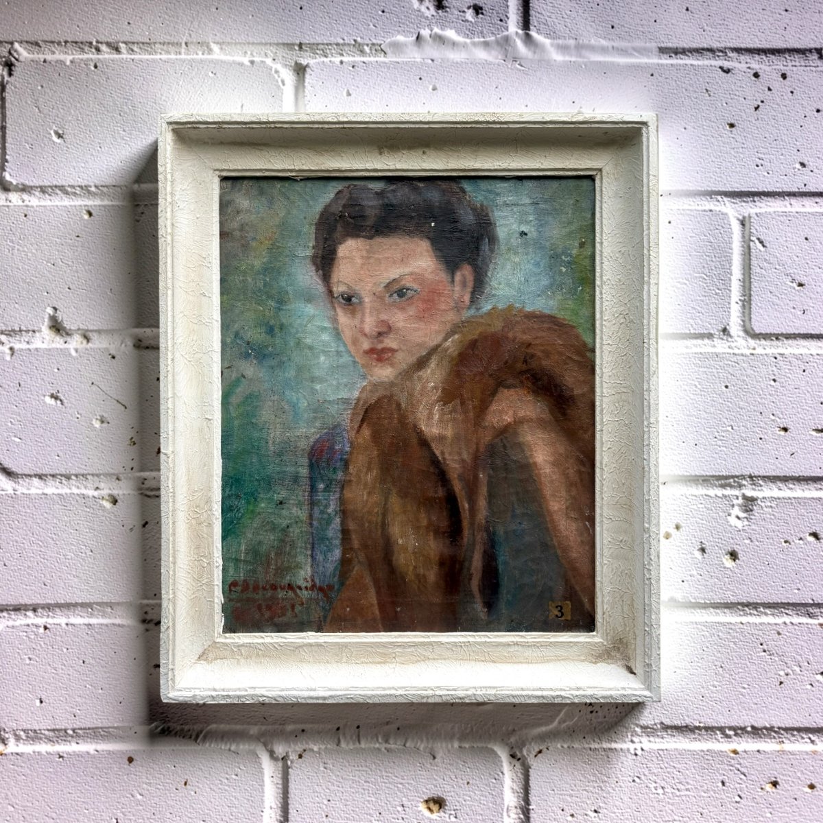 "portrait Of A Woman In A Fur Coat" French Expressionist School, Signed And Dated-photo-2