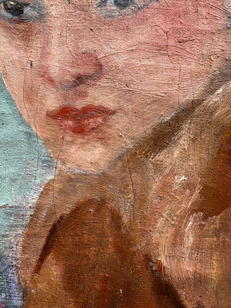 "portrait Of A Woman In A Fur Coat" French Expressionist School, Signed And Dated-photo-2