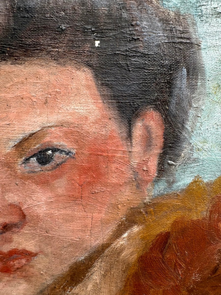 "portrait Of A Woman In A Fur Coat" French Expressionist School, Signed And Dated-photo-3
