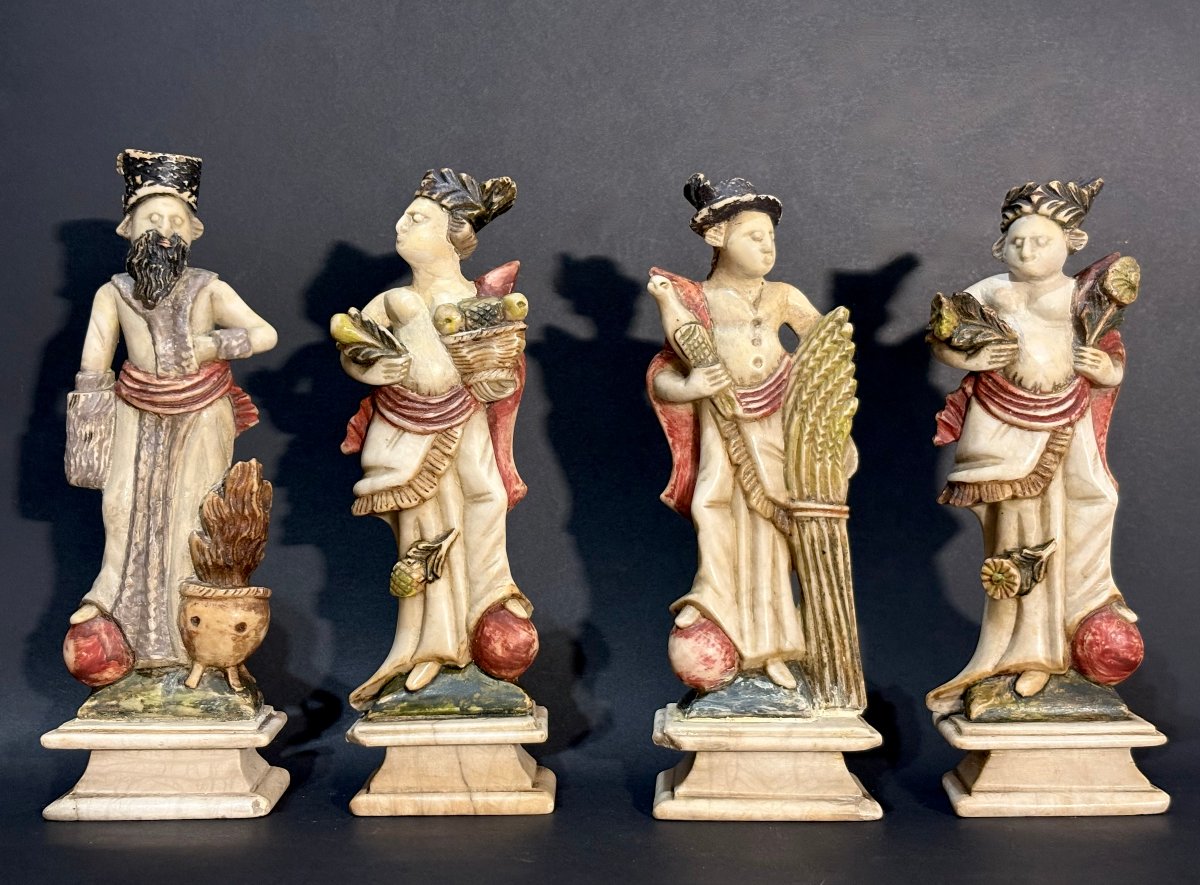 "the Four Seasons," 17th Polychrome Alabaster Group From Northern Italy