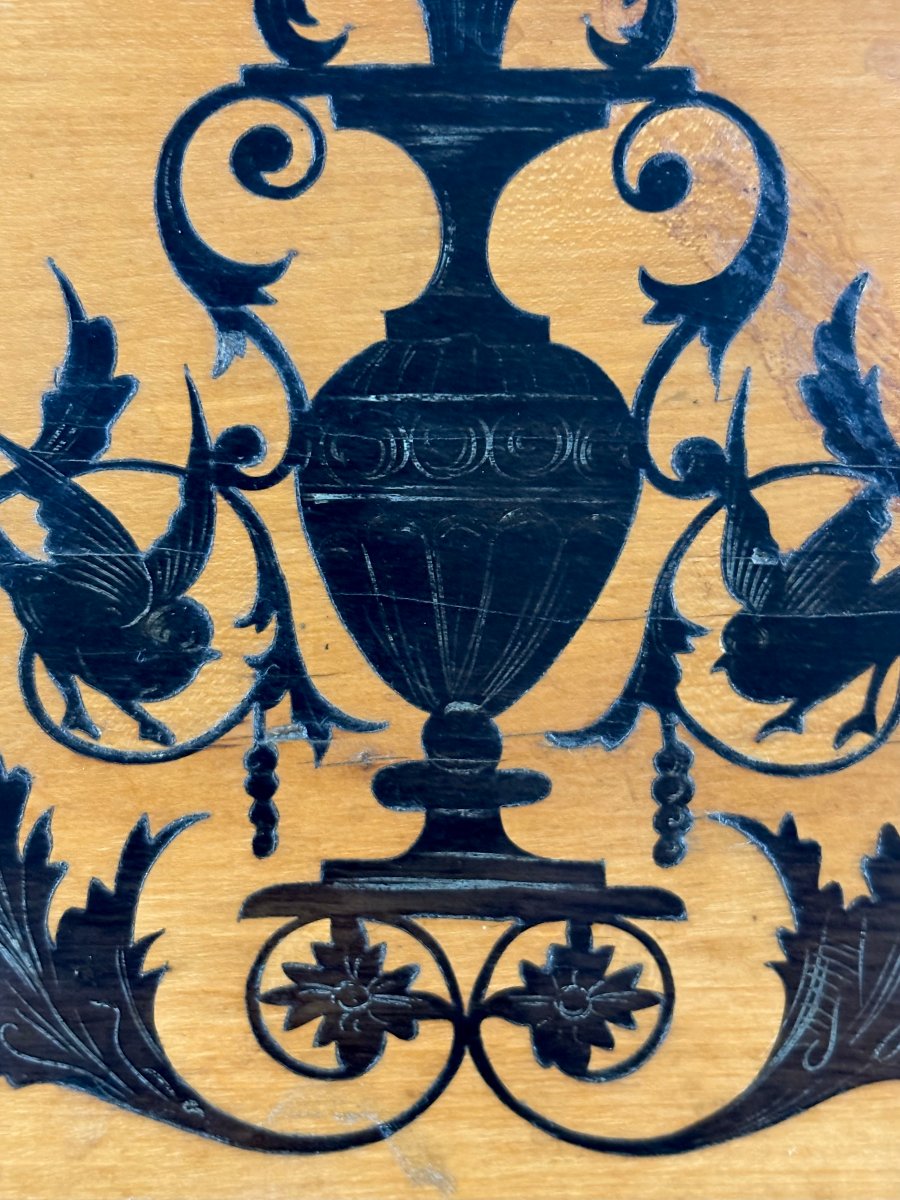 Wooden Inlaid Frame With Neoclassical Motifs, Italy, 19th Century-photo-2