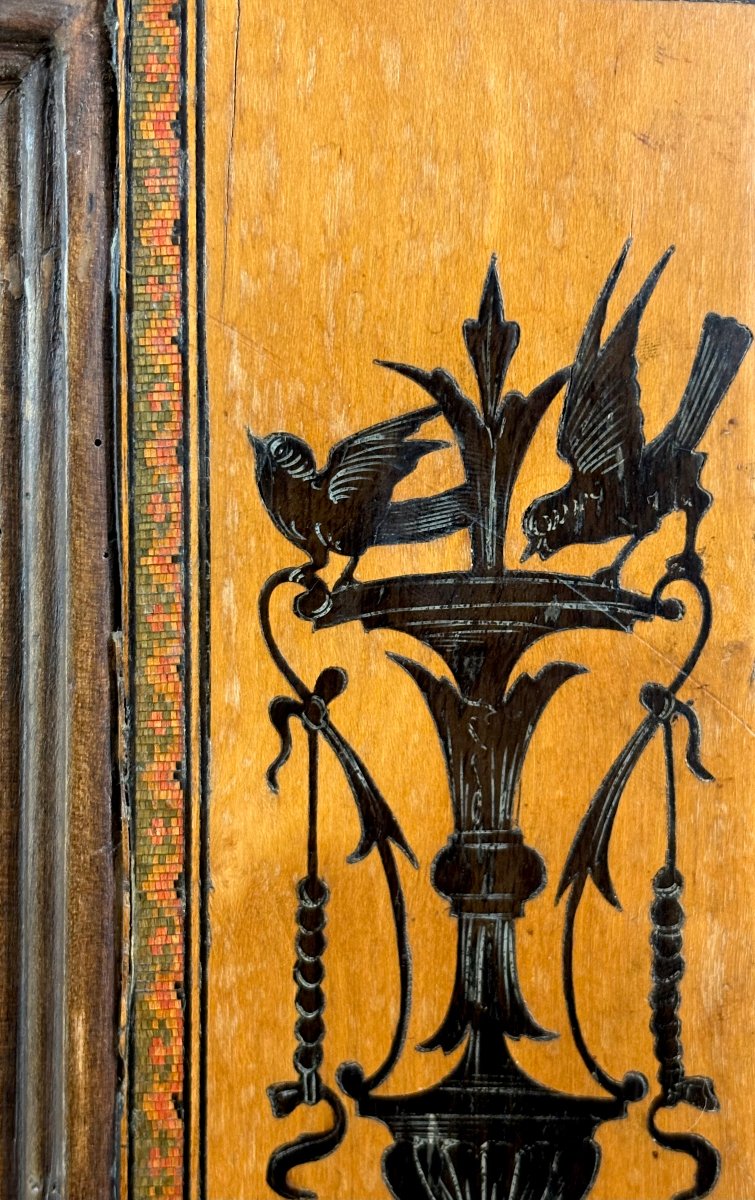 Wooden Inlaid Frame With Neoclassical Motifs, Italy, 19th Century-photo-3
