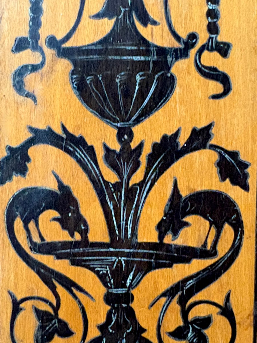 Wooden Inlaid Frame With Neoclassical Motifs, Italy, 19th Century-photo-1
