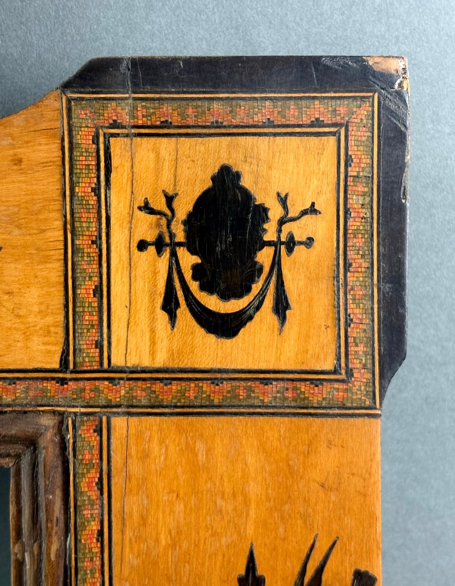Wooden Inlaid Frame With Neoclassical Motifs, Italy, 19th Century-photo-3